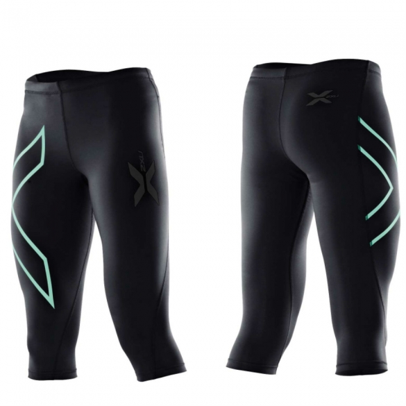 2XU kompressions 3/4 hose Schwarz/Grün Damen WA1943b 2015 WA1943BLKIGR